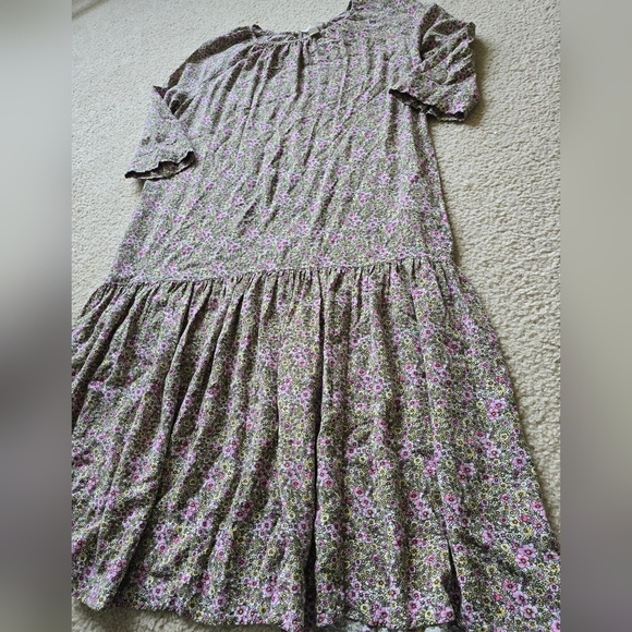 🌈H&M Conscious Ditsy Floral Blogger Fav Midi Dress 3/4 Sleeve OVERSIZED Small - Picture 3 of 8